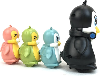 Electric Magnetic Adsorption Link Penguin Family Interaction Toy Sound and Dancing Interactive Kids Birthday Gift for Baby Boys Girls