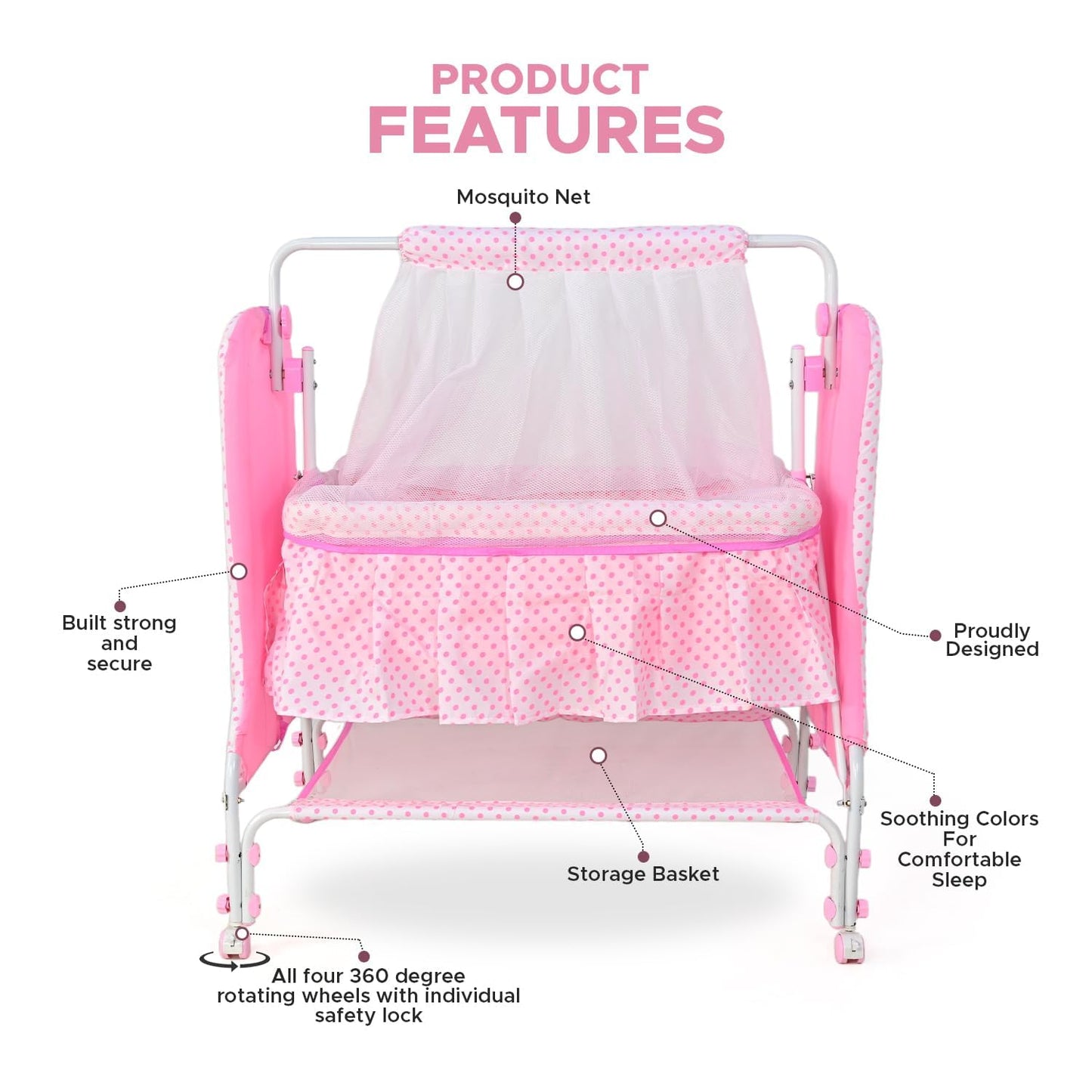 Baby Cradle Jhula Pink