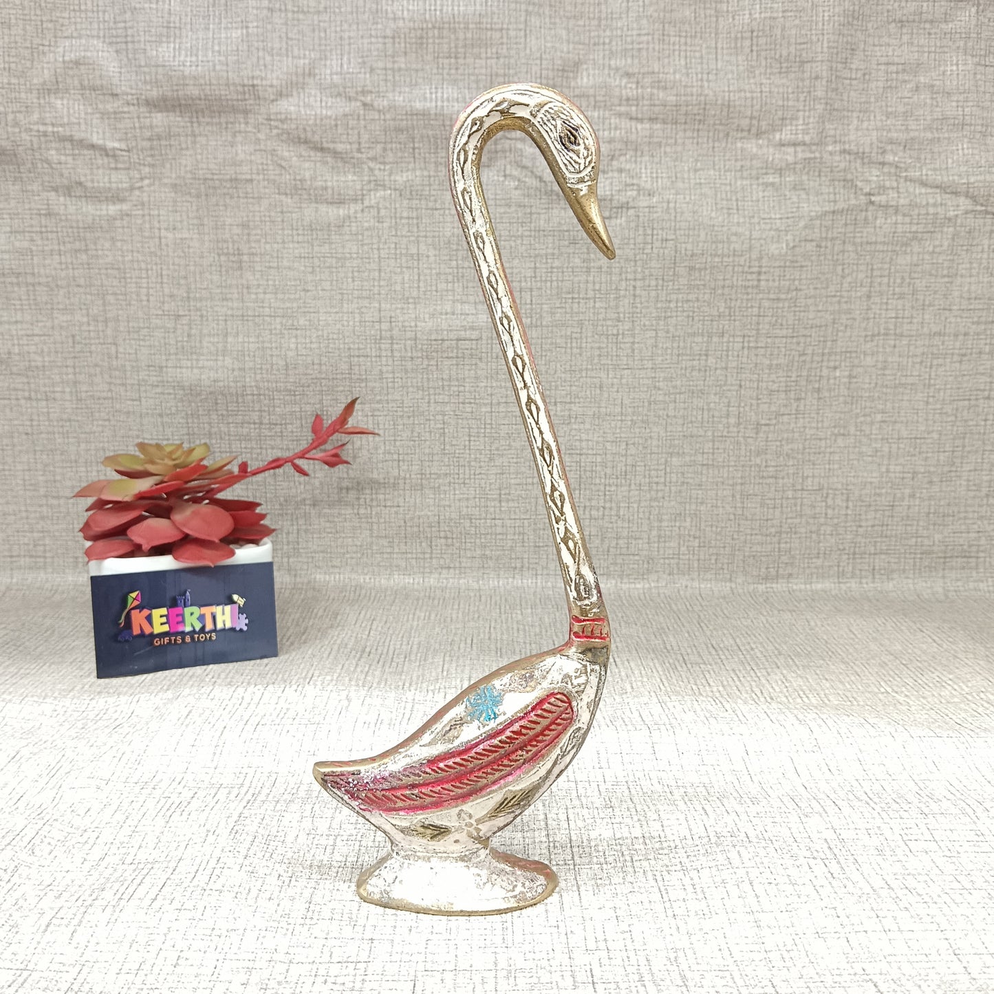 Swan Multi Colour brass show piece