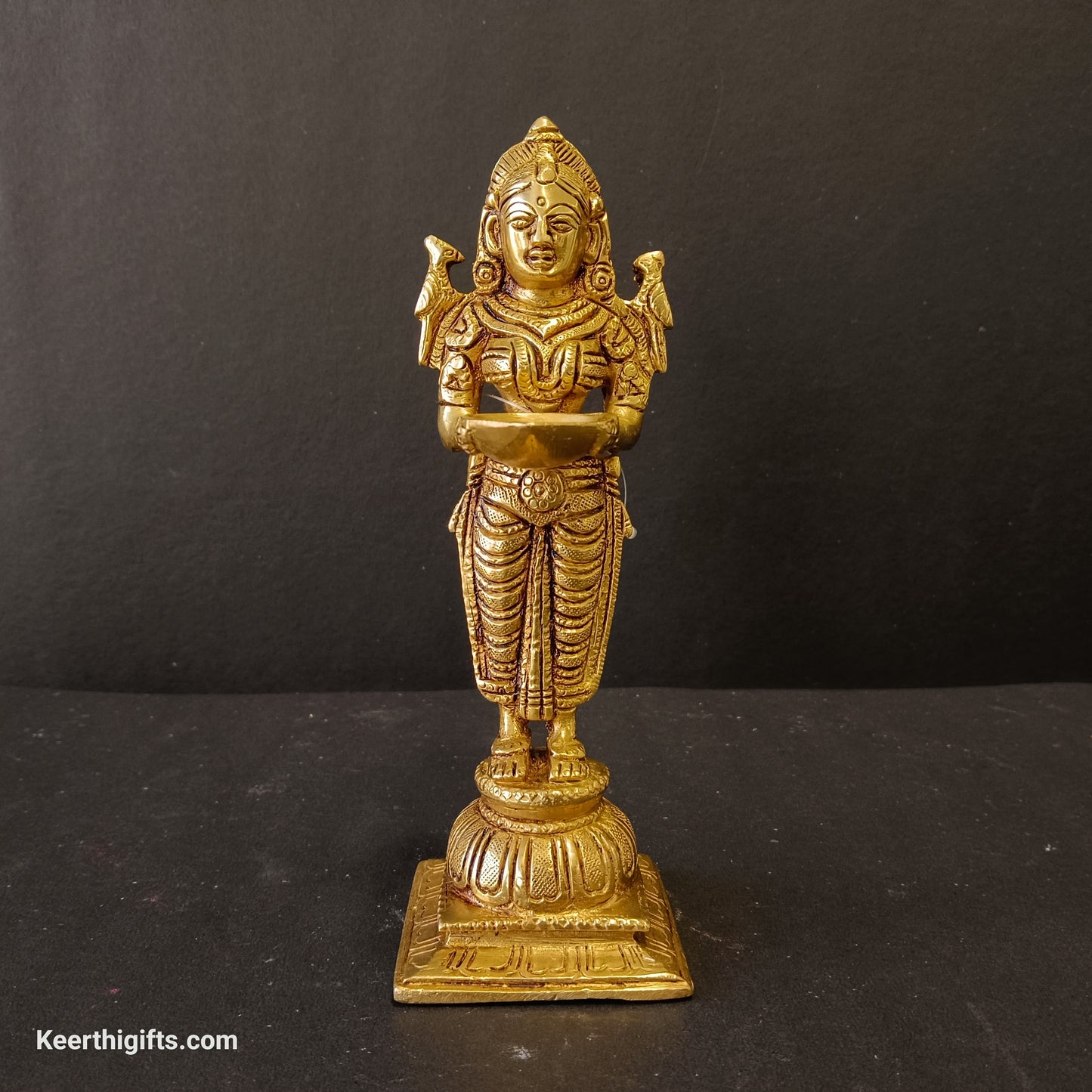 Diya lady standing idol brass antique