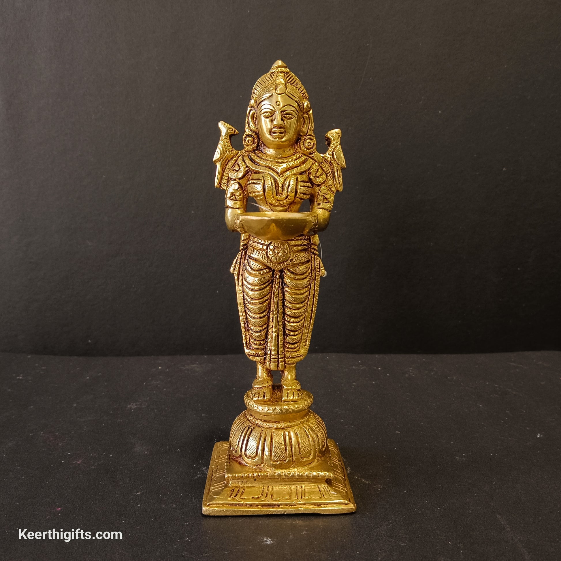 Diya lady standing idol brass antique