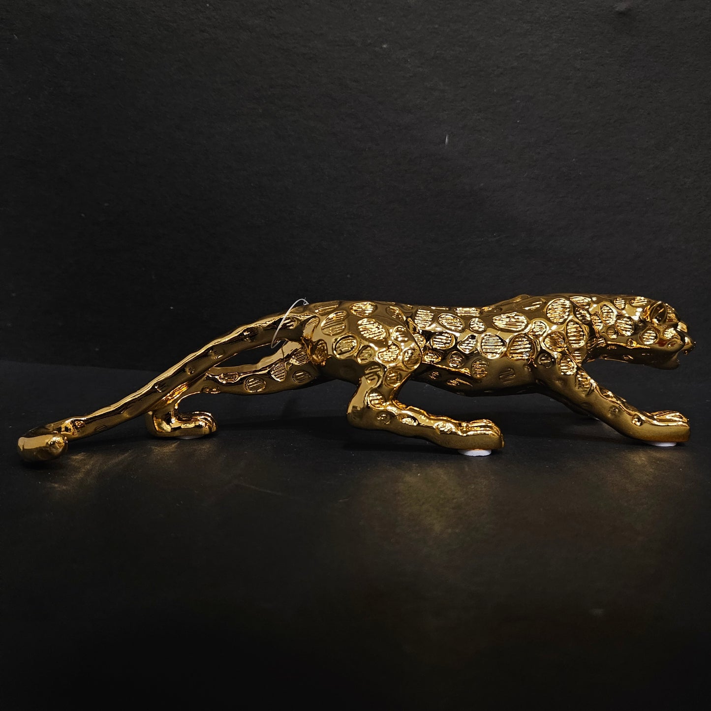 Jaguar Statue gold Shiney with Ornaments Animal showpiece Desktop Sculpture Figurine Shelf Decor
