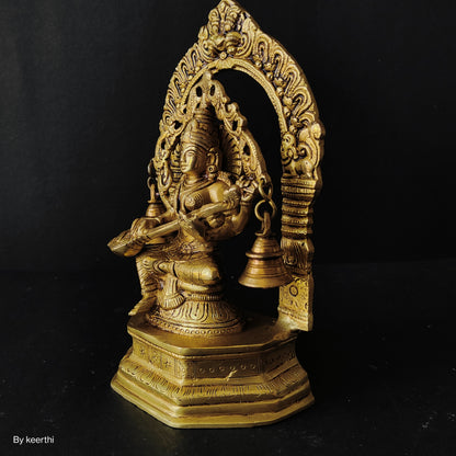 Goddess Saraswati Murti Saraswati Idol Brass Statue for Home Entrance Good Luck Vastu Decoration Showpiece and Gift