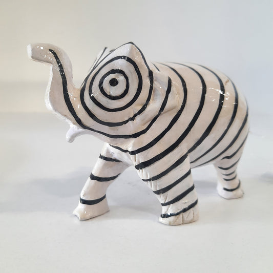 Wooden Elephant Sppiral Black & White Paint