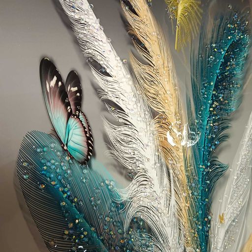 FEATHER CRYSTAL PAINTING FOR BACKGROUND OF A COUCH