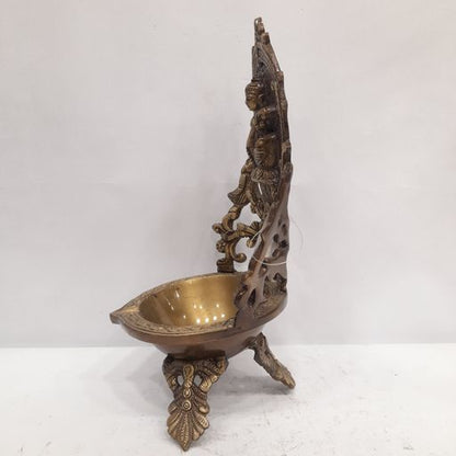 Brass Saraswati Diya oil lamp