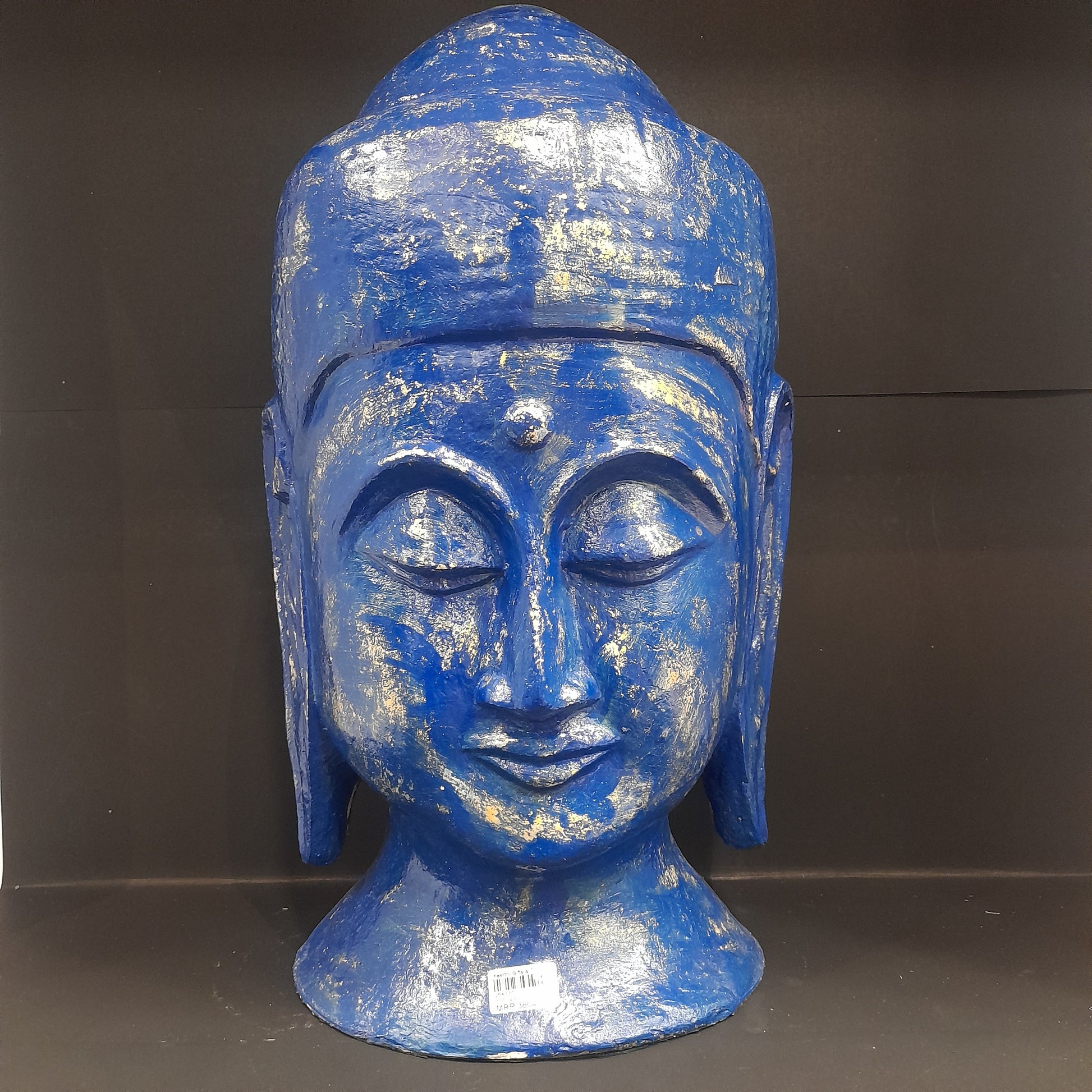 Paper Machie Gautam Buddha Head With Blue Gold Finish