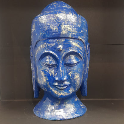 Paper Machie Gautam Buddha Head With Blue Gold Finish