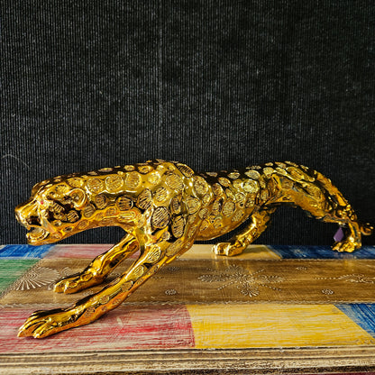 Leopard Statue with elegant look Gold Animal Figurine for Home Decoration