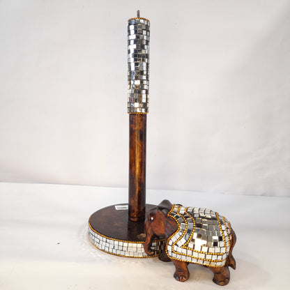 Wooden Paper Towel Holder Stand W/U/Cut Elephant Oxod