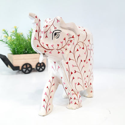 Wooden Elephant Saluting Fat W/Heart Paint.