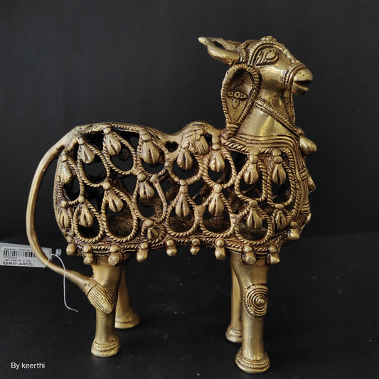 Brass Cow Sculpture Nandi Idol Spiritual Showpiece