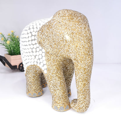 Resin Elephant W/Bugle & Pearl Beads