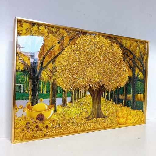 5D Diamond Painting Kit DIY for Adults&Beginners Round Full Drill Golden Tree Gem Large Size Living Room Kitchen Decorations Wall