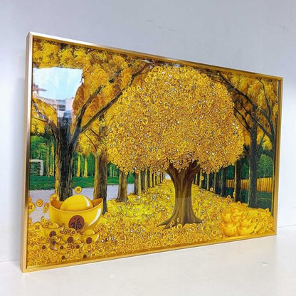 5D Diamond Painting Kit DIY for Adults&Beginners Round Full Drill Golden Tree Gem Large Size Living Room Kitchen Decorations Wall