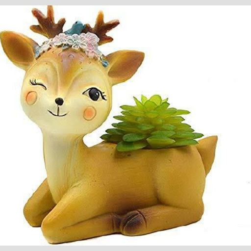 Deer Resin Plants Flower Pots Brush Pot Miniature Ornaments for Succulent Deer Back Look Resin Planter Pot with Bird Brush Pots Miniature Ornaments for Succulent ceramic pots
