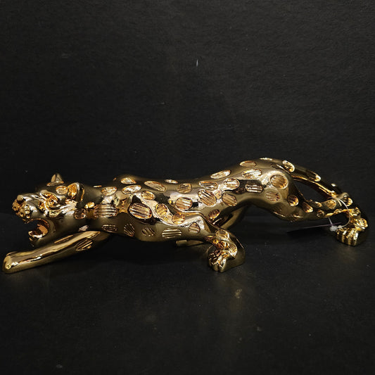 Jaguar Statue with elegant look Gold Animal Figurine for Home Decoration