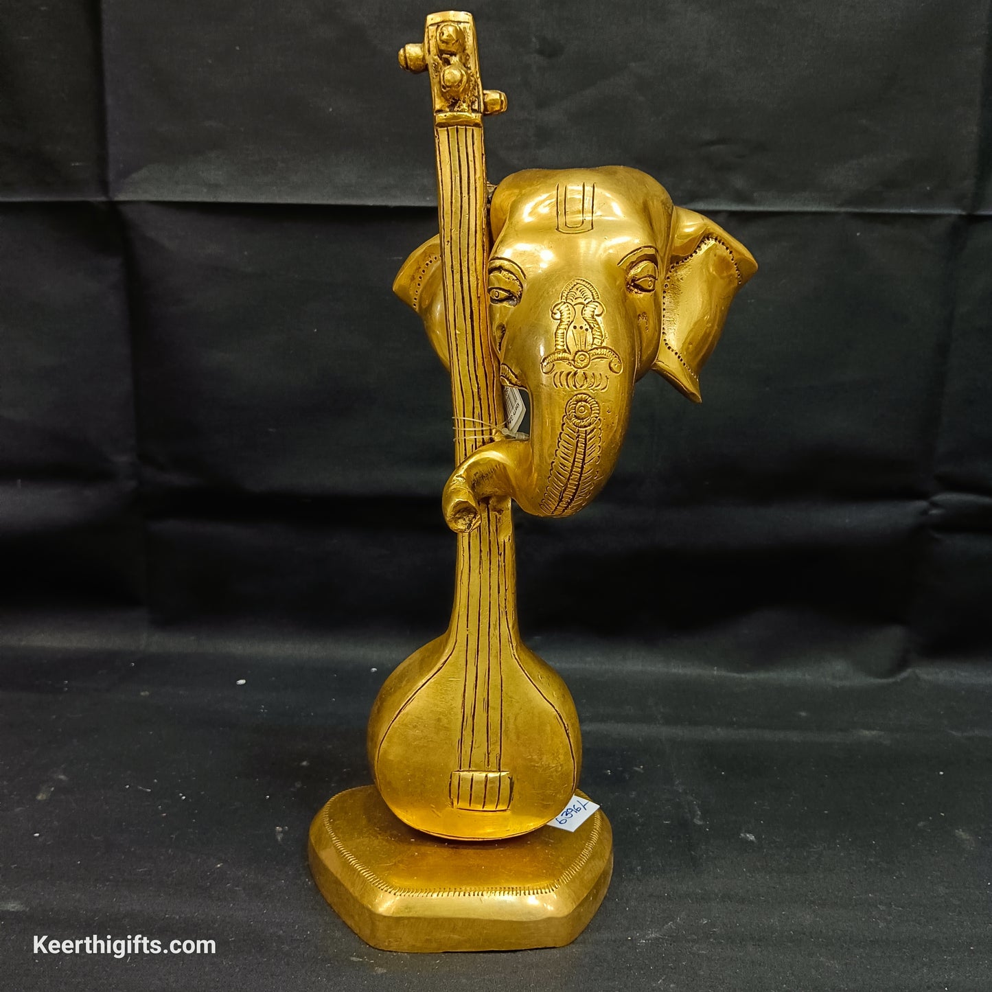 Sitar playing Ganesh brass antique idol