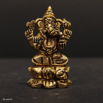 Brass Lord Ganesha Statue for Pooja Home Decor Car Dashboard God Ganesh Ganpati Decorative Showpices