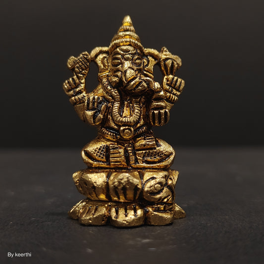 Brass Lord Ganesha Statue for Pooja Home Decor Car Dashboard God Ganesh Ganpati Decorative Showpices
