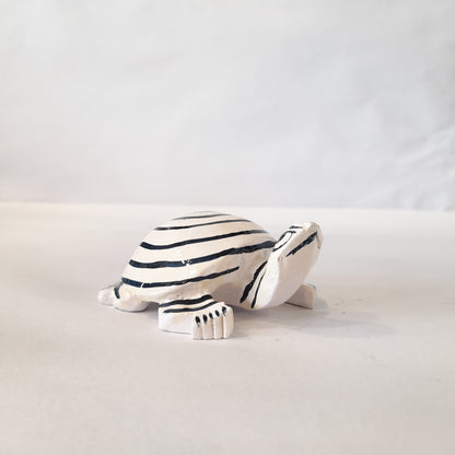 Wooden Turtle Spiral Black & White Paint