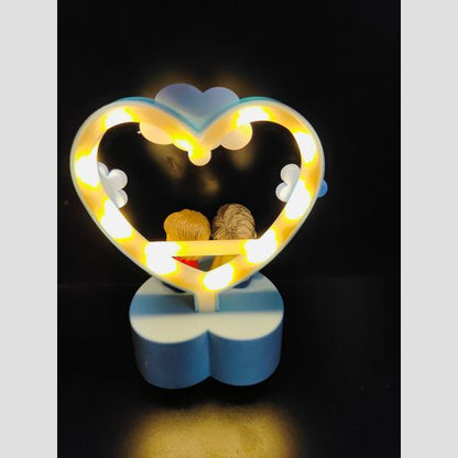Cute Couple Statue with Decorative Light and Flower for Home Decor,Gift Ideal Valentine Day, Loving Romantic Couple Bedroom Night Lamp and Decorative Showpiece