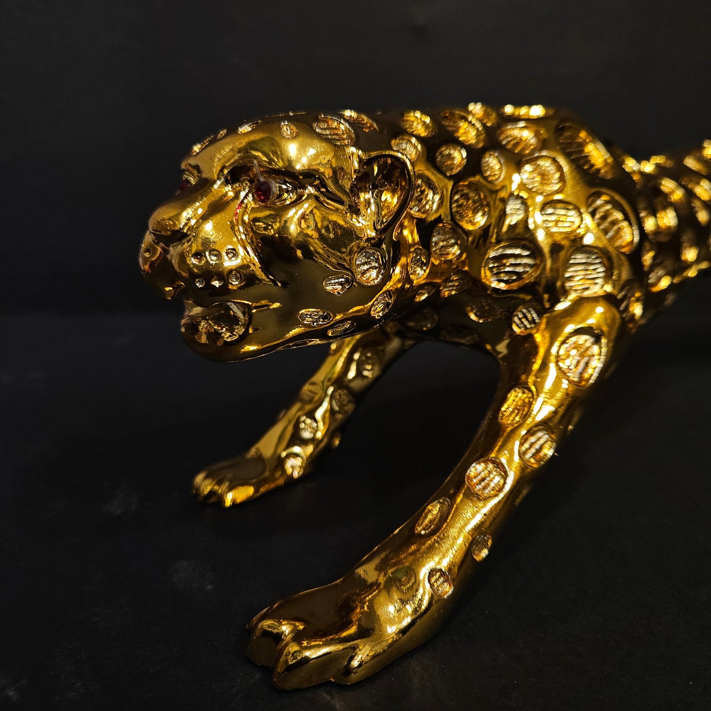 Panther Statue Golden Animal Figurines Big Animals for Home Decoration Antique Showpiece Home Decor and Gifting