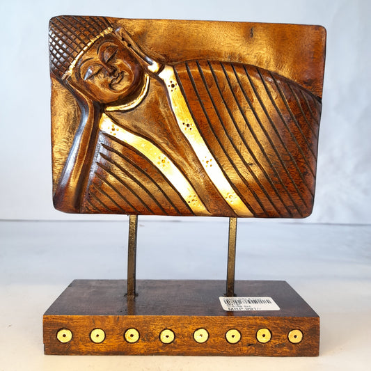 Wooden G.Budha Eyes on stand W/Glass Chitton Oxd