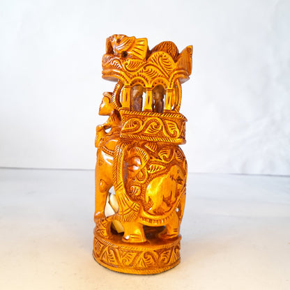 Wooden Amba wadi Shikar Carved Round Fine