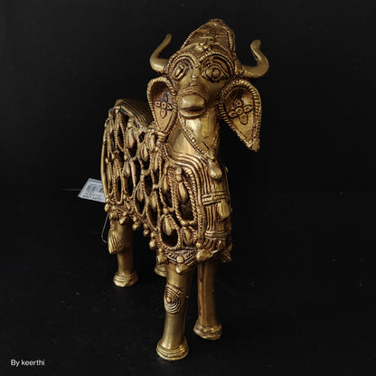 Brass Cow Sculpture Nandi Idol Spiritual Showpiece