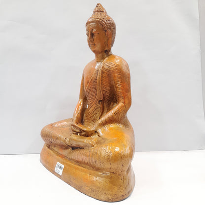 Paper Machie Gautham Buddha Sitting in Golden Orange Finish