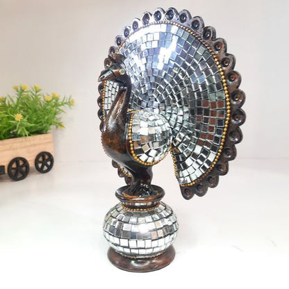 Wooden Peacock W/Mirror Work Oxod