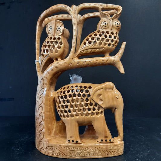 C-1179 10iWooden Elephant U/Cut W/Owl U/Cut on Tree