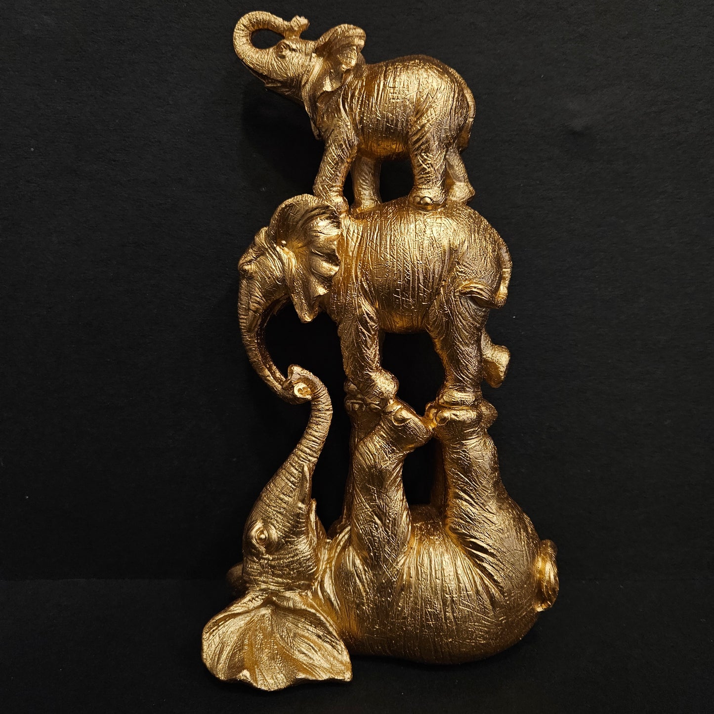 Elephant Frolic Statue Decorative Statue for Room Decoration Home Decoration Modern Art Sculpture Handmade Wisdom Golden Statue showpiece Figurine for home Decor