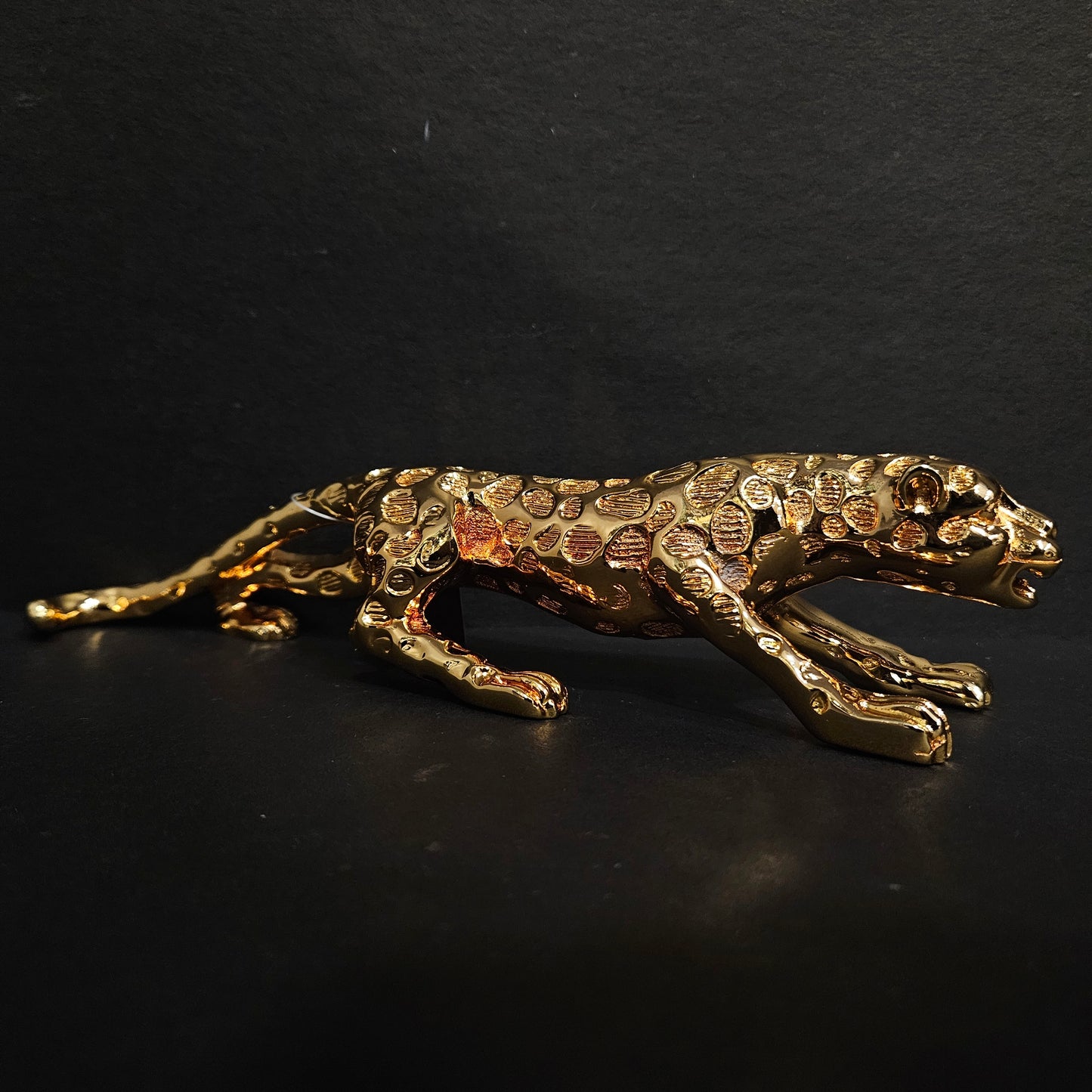 Jaguar Statue gold Shiney with Ornaments Animal showpiece Desktop Sculpture Figurine Shelf Decor