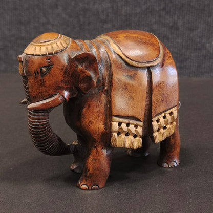 Wooden Elephant Crafted Up trunk For Luck