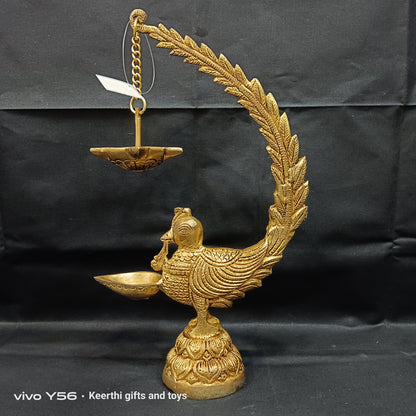 Peacock Diya stand brass antique