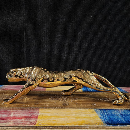 Panther Statue Gold Plated alluminium Animal Figurines Or Animals for Home Decoration Antique Showpiece