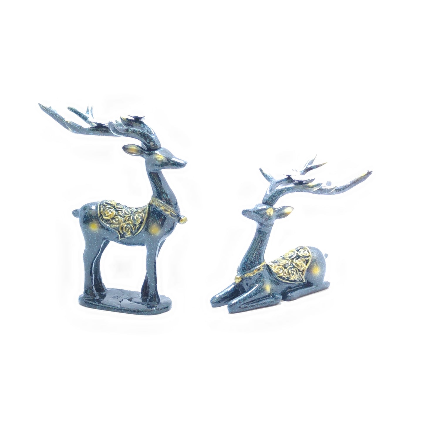 2Pcs Resin Christmas Reindeer Figurines Crafts Art for Indoor Holiday Decor