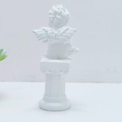 Resin decoration representing an angel on a Pedestal