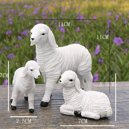 Resin Goat Figurine Lamb Ornament Decor for Home Farm Yard 3 Lambs