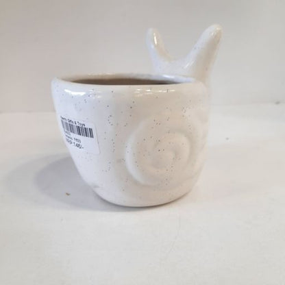Rabbit Shaped Planter, Decorative Ceramic Flower Pot with Handle White, for Indoor and Outdoor