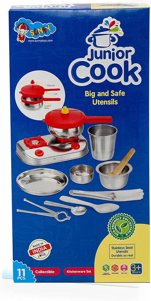 Junior Cook Kitchen Set Cute and high Quality Pure Stainless Steel Mini Toy Kitchen Set for Girls Age 3 Years Plus no Sharp Edges