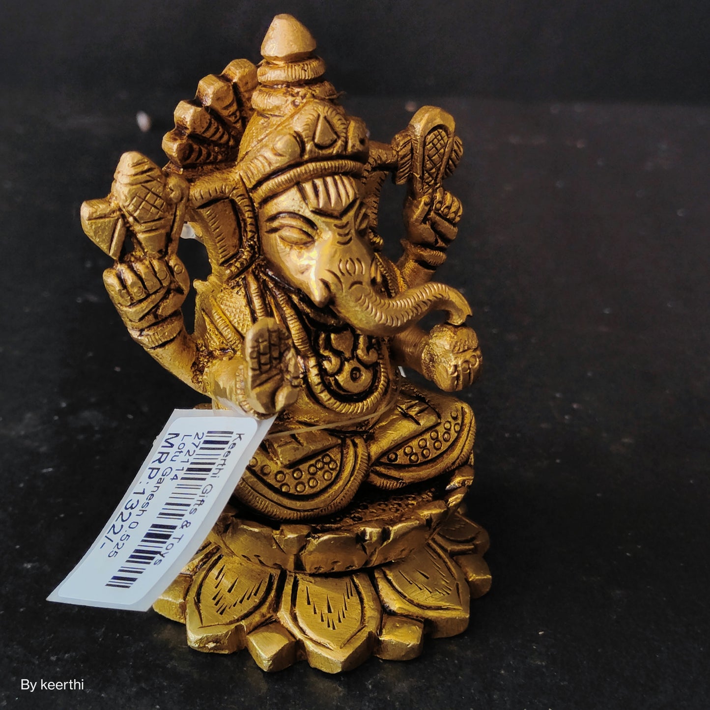 Brass idol Lord Ganesha Sitting on Lotus