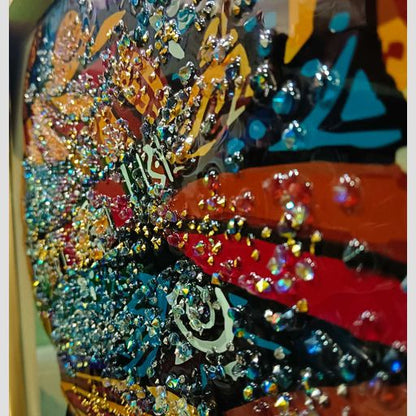 African Woman Crystal Painting for Background of a couch