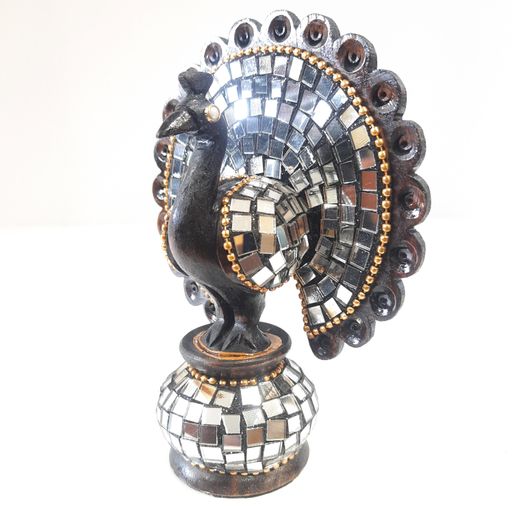 Wooden Peacock W/Mirror Work Oxod.
