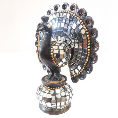 Wooden Peacock W/Mirror Work Oxod.