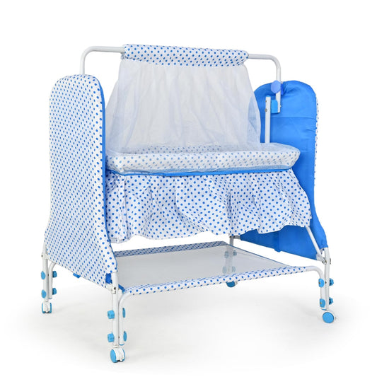 Baby Cradle Blue | Jhula | Baggi | Palna | Ghodiyu | Ventilated | with Swing & Mosquito Net