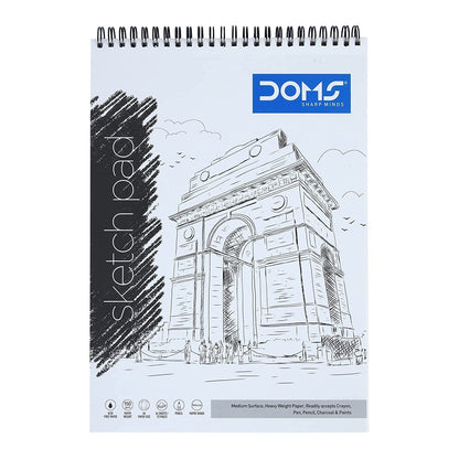 DOMS sketch book, a drawing pad commonly used by artists for sketching and drawing.