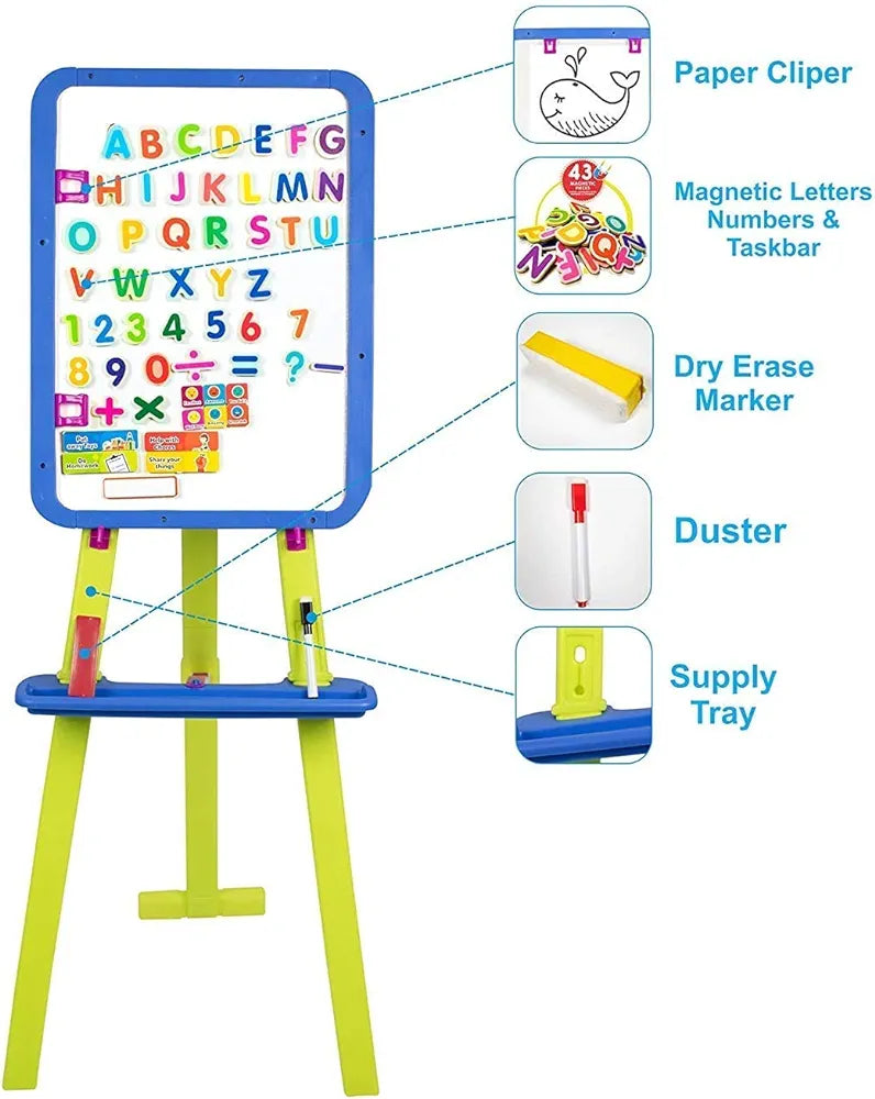 Peppa pig Adjustable Height Magnetic 8 in 1 Double Sided writing Easel Board for Kids